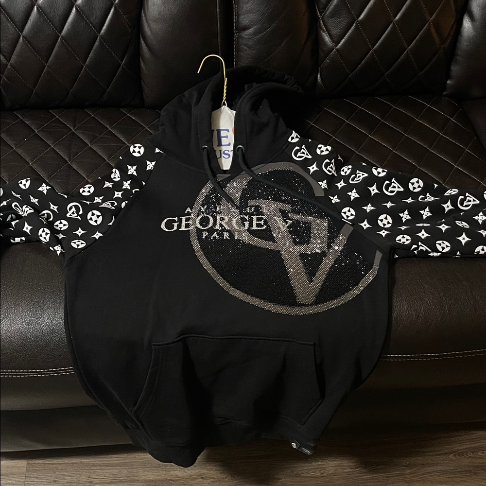 Black Hoodie with Patterned Sleeves